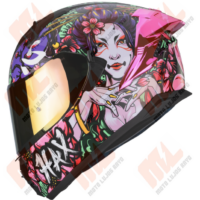 CASCO HAX OBSIDIAN GEISHA NEGRO ROSADO BRILLO